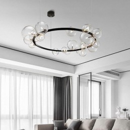 Modern Kreativ Metall Ljuskrona Transparent Glas Bubbla Lampa