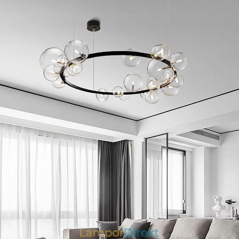 Modern Kreativ Metall Ljuskrona Transparent Glas Bubbla Lampa