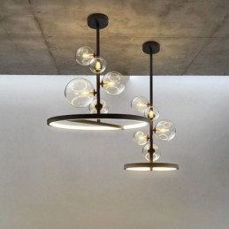 Modern Hängande Ljus Armatur Ljuskrona Glas Bubbla Hängande Ljus