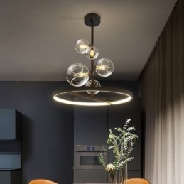 Modern Hängande Ljus Armatur Ljuskrona Glas Bubbla Hängande Ljus