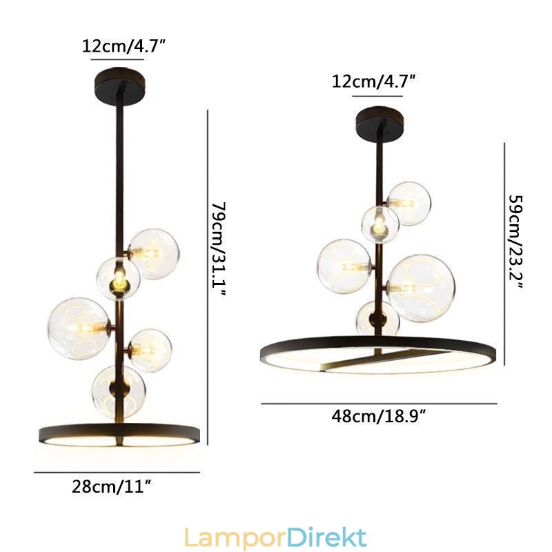 Modern Hängande Ljus Armatur Ljuskrona Glas Bubbla Hängande Ljus