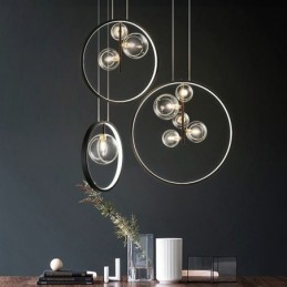 Nordic Pendelljus Glas Bubbles Circle Chandelier Modern Parlor Lamp