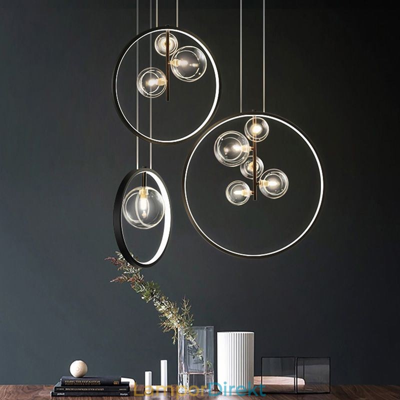 Nordic Pendelljus Glas Bubbles Circle Chandelier Modern Parlor Lamp