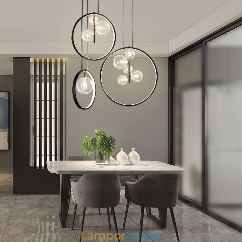 Nordic Pendelljus Glas Bubbles Circle Chandelier Modern Parlor Lamp