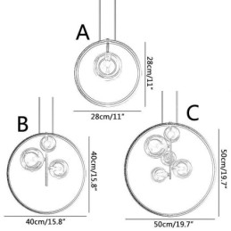 Nordic Pendelljus Glas Bubbles Circle Chandelier Modern Parlor Lamp