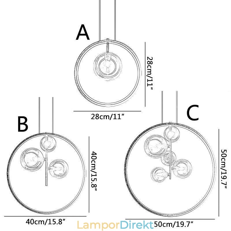 Nordic Pendelljus Glas Bubbles Circle Chandelier Modern Parlor Lamp