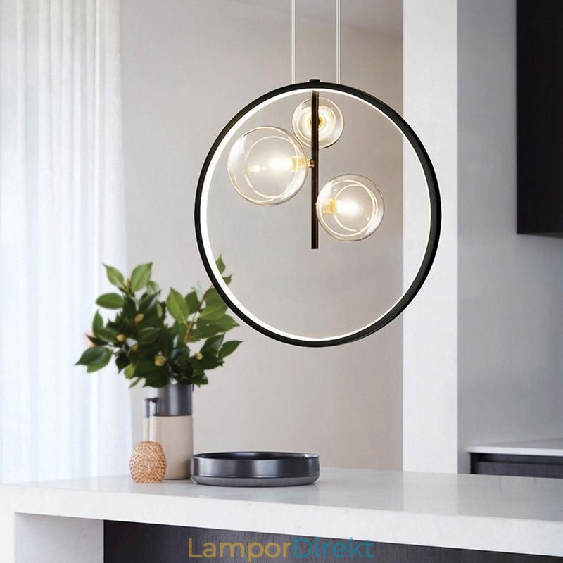Nordic Pendelljus Glas Bubbles Circle Chandelier Modern Parlor Lamp