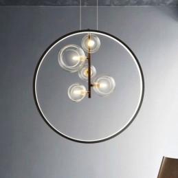 Nordic Pendelljus Glas Bubbles Circle Chandelier Modern Parlor Lamp