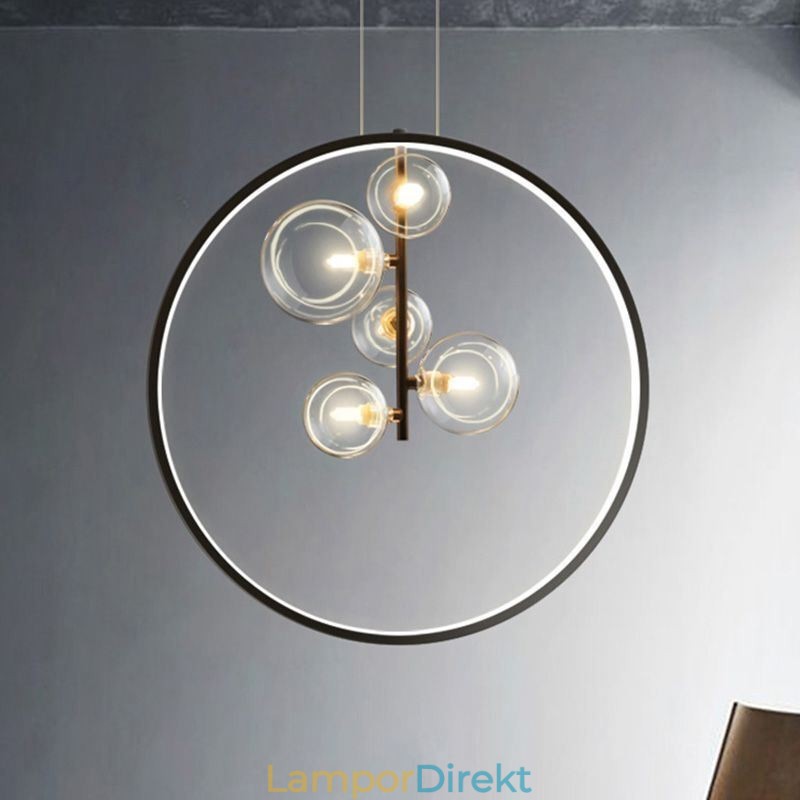 Nordic Pendelljus Glas Bubbles Circle Chandelier Modern Parlor Lamp