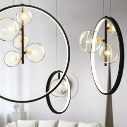 Nordic Pendelljus Glas Bubbles Circle Chandelier Modern Parlor Lamp