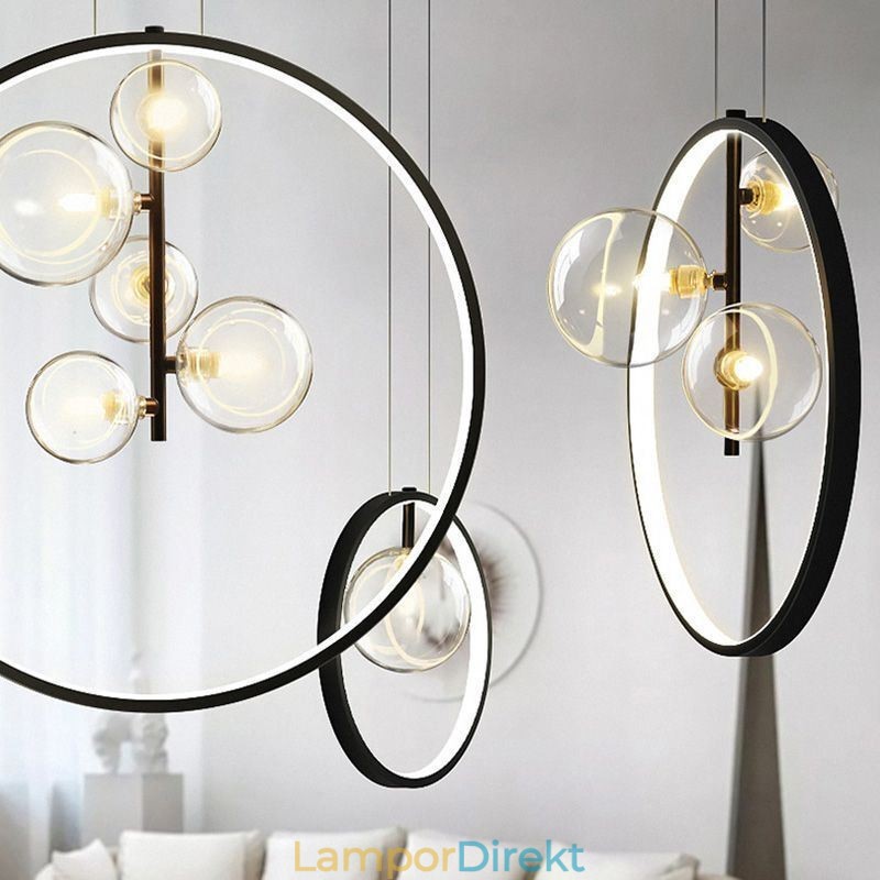 Nordic Pendelljus Glas Bubbles Circle Chandelier Modern Parlor Lamp