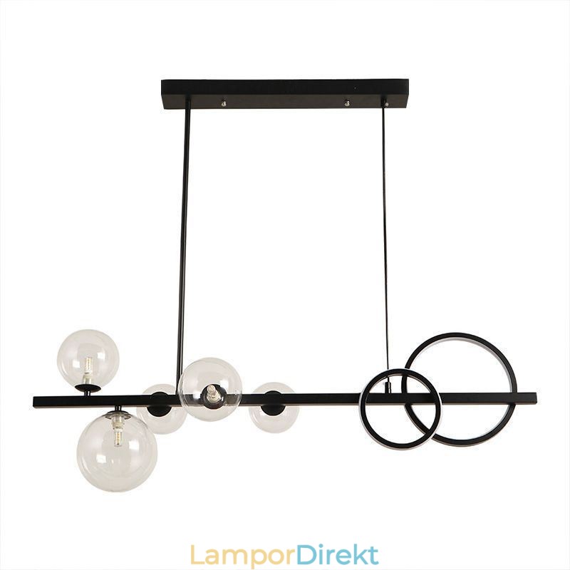 Moderna Glas Bubble Pendellampa Svart Lång Fäste Lampor