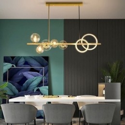Moderna Glas Bubble Pendellampa Svart Lång Fäste Lampor