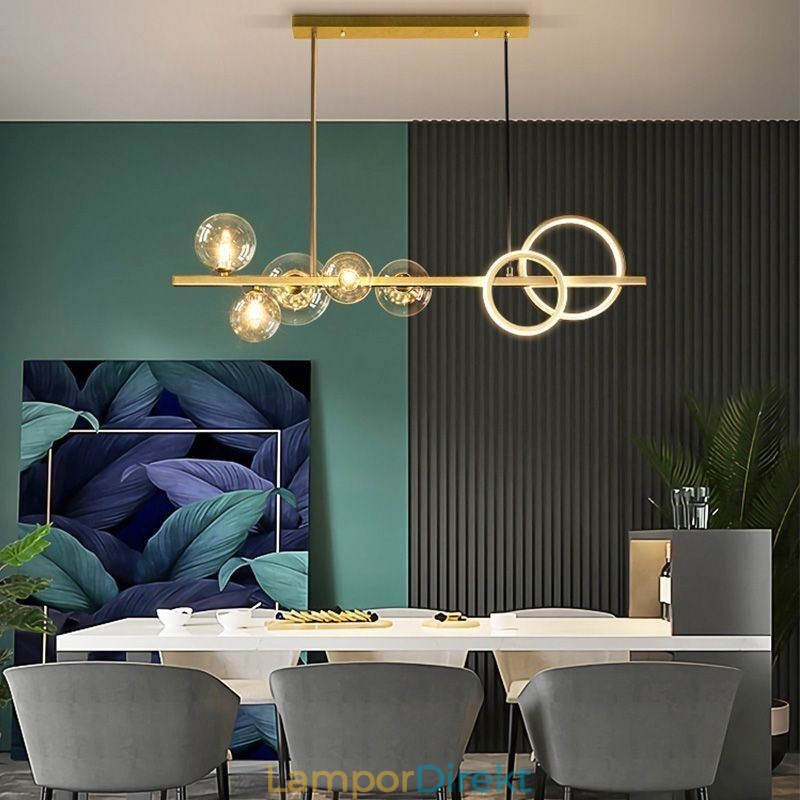 Moderna Glas Bubble Pendellampa Svart Lång Fäste Lampor
