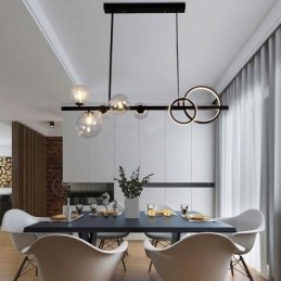Moderna Glas Bubble Pendellampa Svart Lång Fäste Lampor