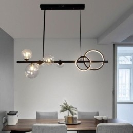 Moderna Glas Bubble Pendellampa Svart Lång Fäste Lampor