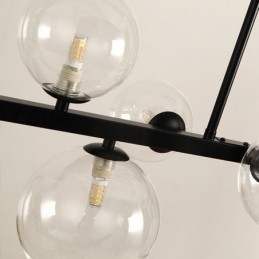 Moderna Glas Bubble Pendellampa Svart Lång Fäste Lampor
