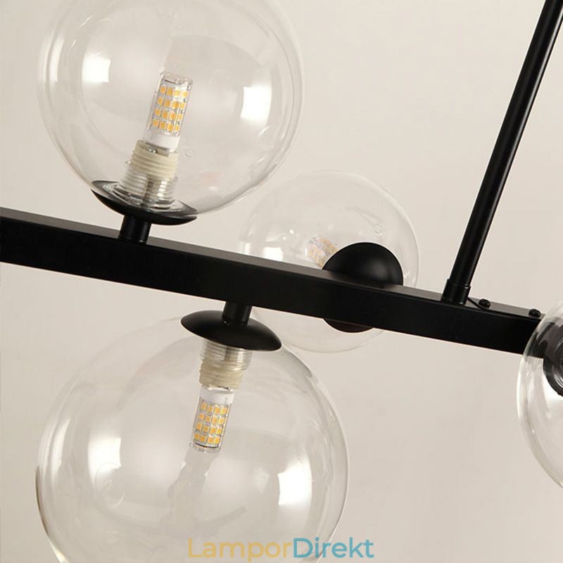 Moderna Glas Bubble Pendellampa Svart Lång Fäste Lampor