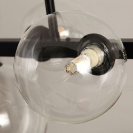 Moderna Glas Bubble Pendellampa Svart Lång Fäste Lampor