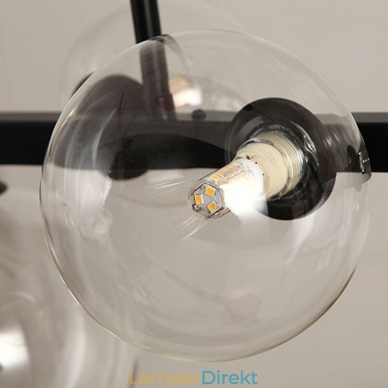 Moderna Glas Bubble Pendellampa Svart Lång Fäste Lampor