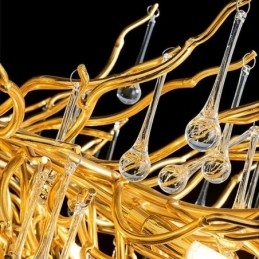 Nordisk Kristallkrona Blomma Rund Skugga Lyxig Guld Taklampa