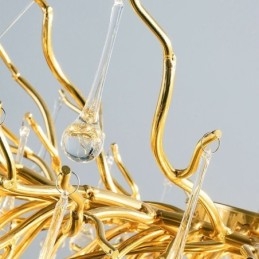 Nordisk Kristallkrona Blomma Rund Skugga Lyxig Guld Taklampa