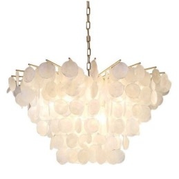 Naturlig Skalljuskrona Rund Layered Hängande Light Dining