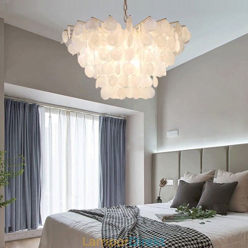 Naturlig Skalljuskrona Rund Layered Hängande Light Dining