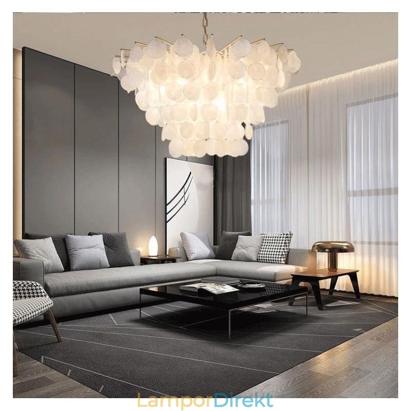 Naturlig Skalljuskrona Rund Layered Hängande Light Dining