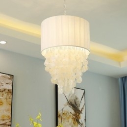 Samtida Hängande Ljus Manet Skal Belysning Med Cylinder Lampskärm