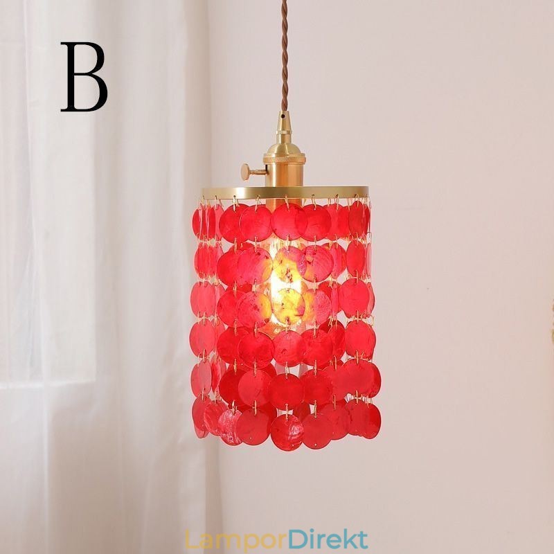 Modern Klassisk Ljuskrona Vit Shell Shade Pendel Ligthing Lampa Tak
