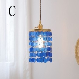 Modern Klassisk Ljuskrona Vit Shell Shade Pendel Ligthing Lampa Tak