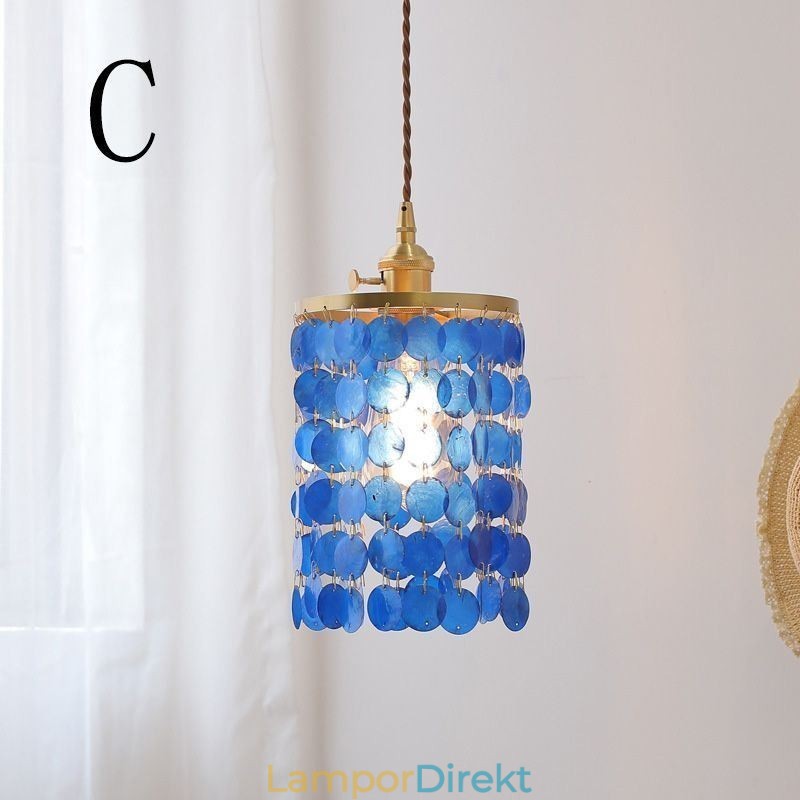 Modern Klassisk Ljuskrona Vit Shell Shade Pendel Ligthing Lampa Tak
