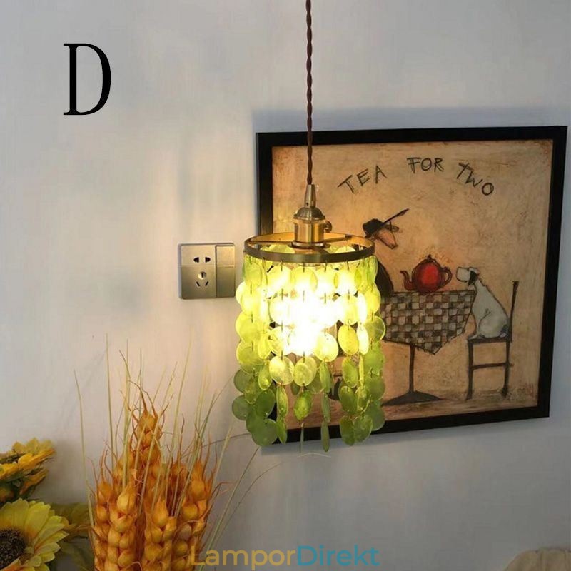 Modern Klassisk Ljuskrona Vit Shell Shade Pendel Ligthing Lampa Tak