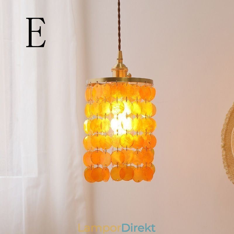 Modern Klassisk Ljuskrona Vit Shell Shade Pendel Ligthing Lampa Tak