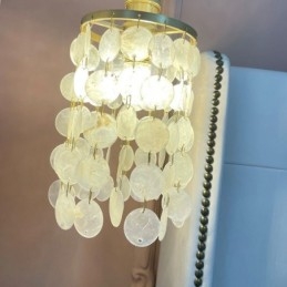 Modern Klassisk Ljuskrona Vit Shell Shade Pendel Ligthing Lampa Tak