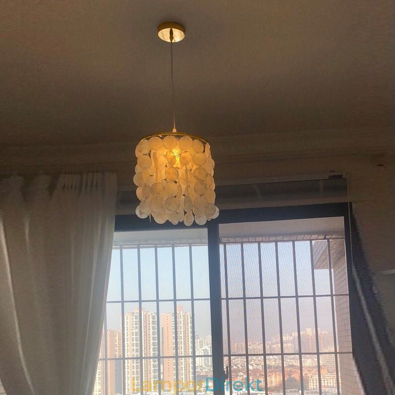 Modern Capiz Taklampa Samtida Mini Hängande Takbelysning Matsal