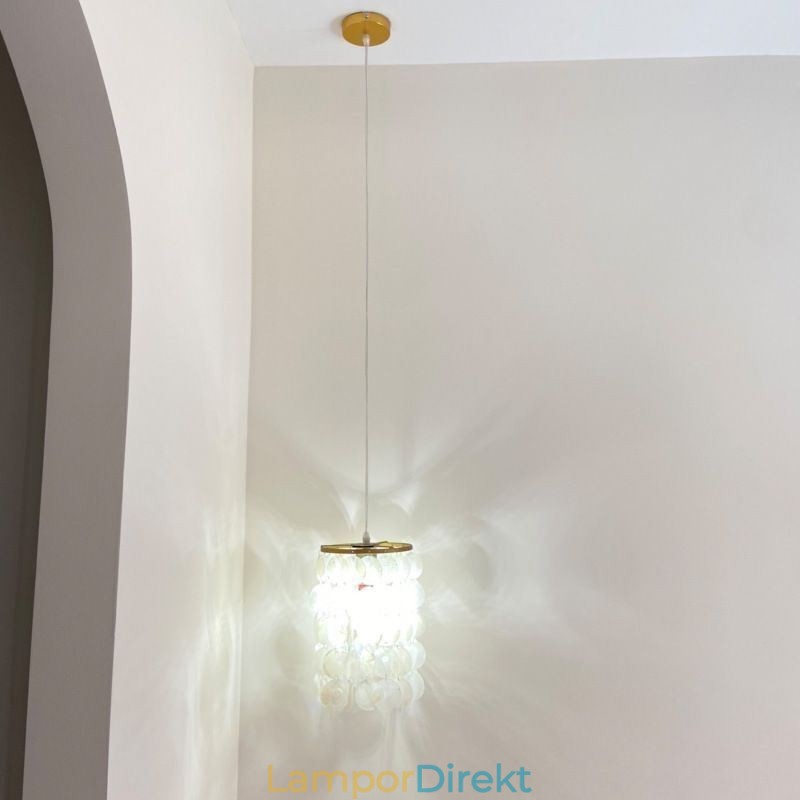 Modern Capiz Taklampa Samtida Mini Hängande Takbelysning Matsal