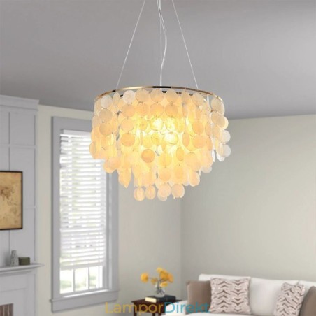 Modern Vit Skal Taklampa Hängande Ljus Ljuskrona Modern Vit Skal Taklampa Hängande Ljus Ljuskrona