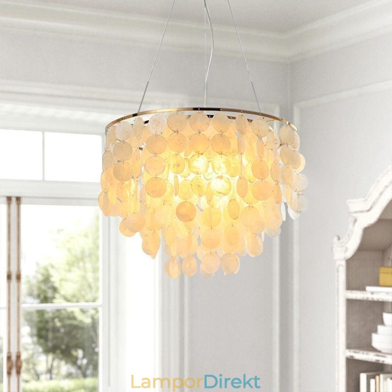 Modern Vit Skal Taklampa Hängande Ljus Ljuskrona