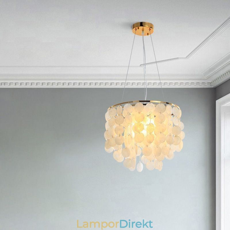 Modern Vit Skal Taklampa Hängande Ljus Ljuskrona