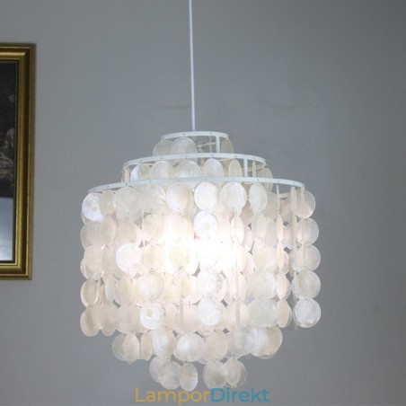 Modern Classic Pendellampa Vit Shell Shade Lamp