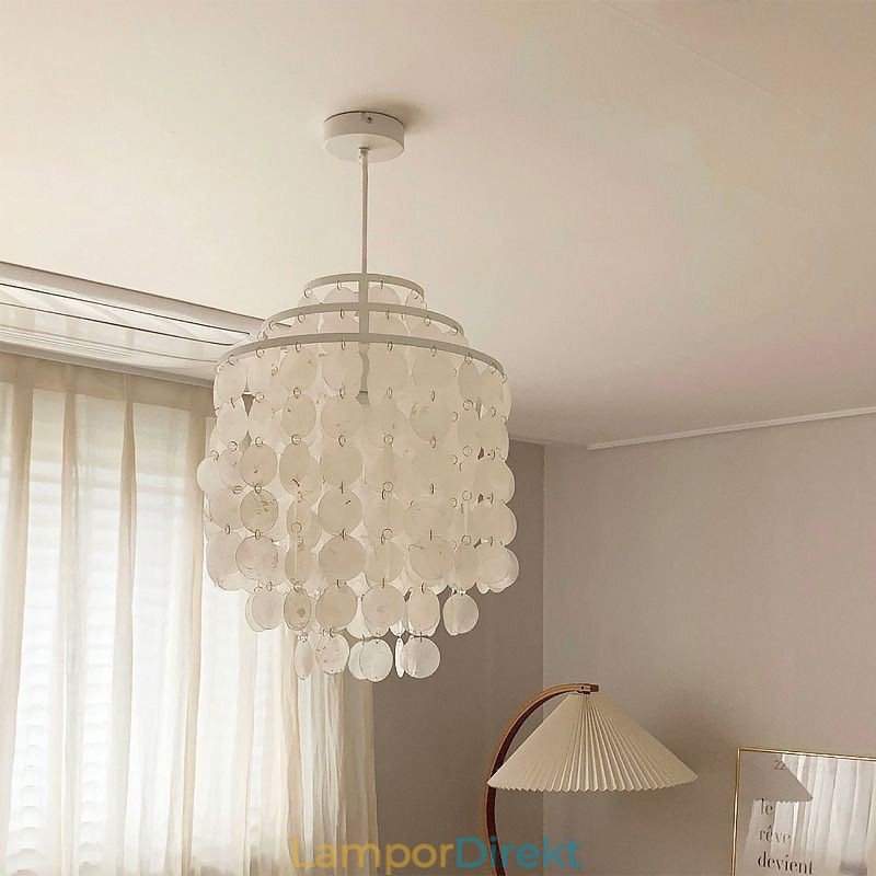 Modern Classic Pendellampa Vit Shell Shade Lamp