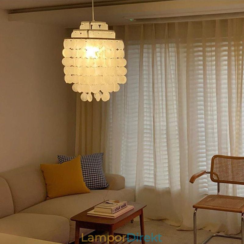 Modern Classic Pendellampa Vit Shell Shade Lamp