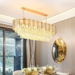 Modern Crystal Pendel Light Lyx Oval Hänglampa