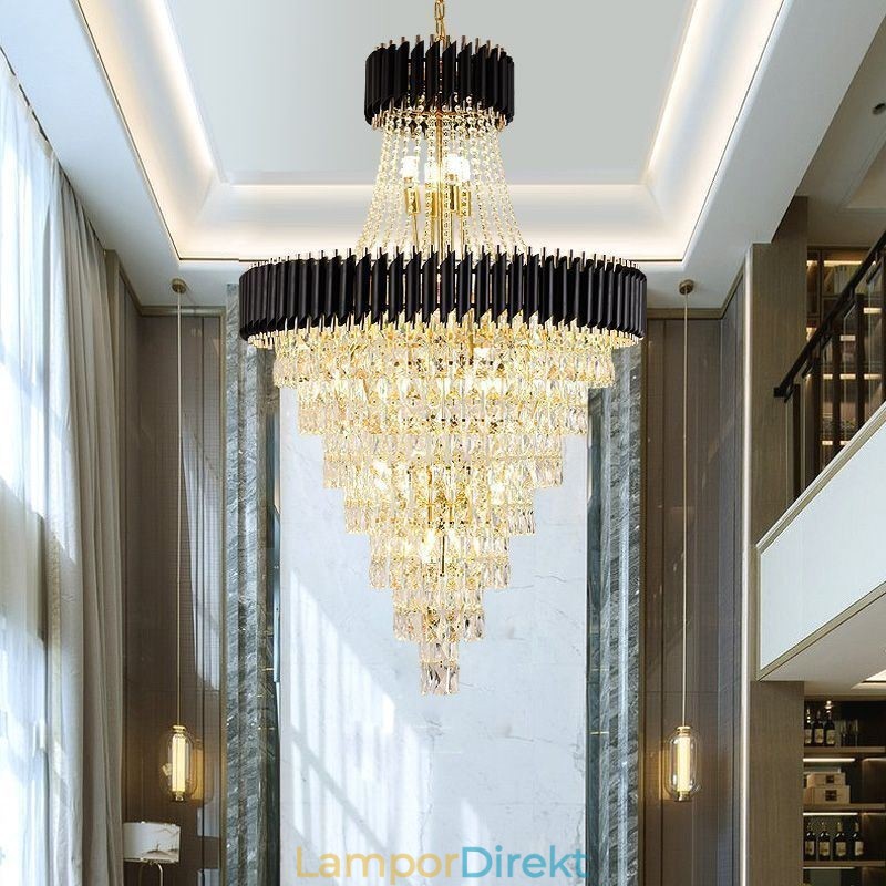 Modern Kristallhängande Lampa Konisk Taklampa