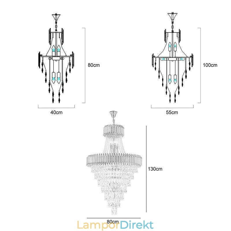 Modern Kristallhängande Lampa Konisk Taklampa
