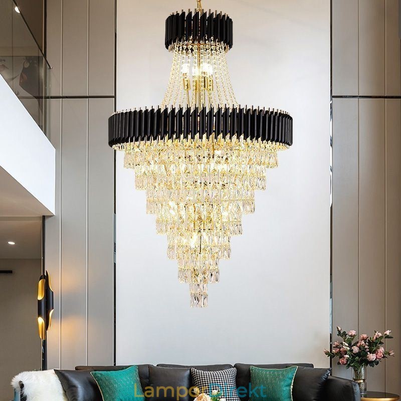 Modern Kristallhängande Lampa Konisk Taklampa