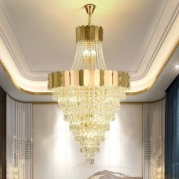 Europeisk Kristallhängande Lampa Konisk Hängande Lampa