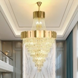 Europeisk Kristallhängande Lampa Konisk Hängande Lampa